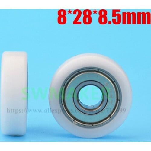 1pcs 8*28*8.5mm M8*28*8.5mm M6*28*8.5mm flat wheel, bearing roller, nylon POM polyformaldehyde pulley