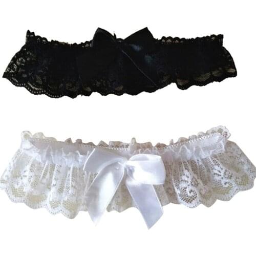 1pc White/Black Lace Ribbon Bowknot Wedding Cosply Theme party Bridal Hen Gift Garters Adjust Legring