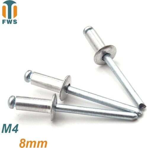 10 PCS M4 8mm DIN EN ISO 15977 GB /T 12618.1 Aluminum Open End Blind Rivets Pop Rivets With Protruding Head For Furniture