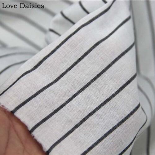 100% Cotton Yarn Dyed Plain High Counts WHITE Black 1.7cm stripe thin fabric for summer DIY Fashion Apparel Dress Shirt Handwork