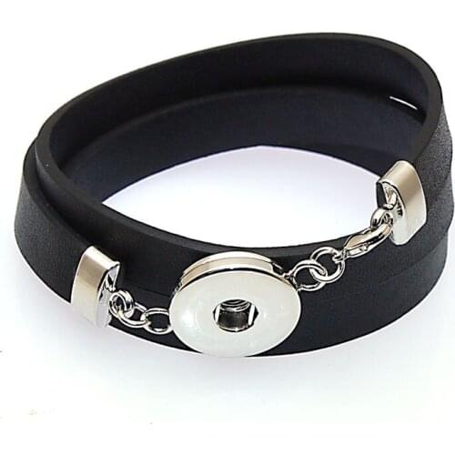 12pcs Leather Wrap Bracelets For snap Button Charm Bracelet Snap Button Charms DIY Snap Leather Wrap Bracelet For Snap Charm