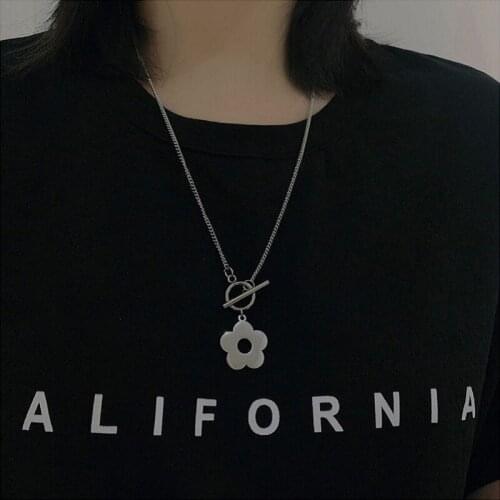 2021 Fashion Gothic Flower Necklace For Women Men Stainless Steel Chains Choker Collar Necklace Female Fashion Jewelry