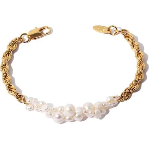 2021 New Elegant 100% Natural Pearl 14KGF Chain Bracelet High Quality Bracelet бижутерия для женщин 17.3cm