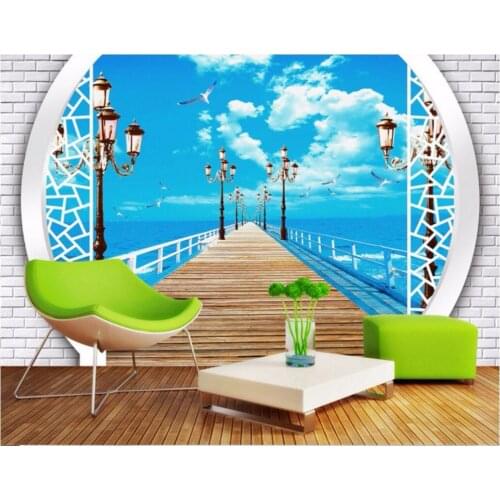 3 d photo wallpaper sea corridor landscape pictures Custom mural 3d wall murals wallpaper for living room walls 3 d painting