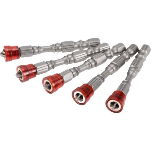 5pcs 65mm Single Head Magnetic Screwdriver Bits 1/4 Inch Anti-Slip Hex Shank Electric Screw Drive Set Hand Tools