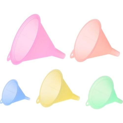 5Pcs Colorful Plastic Funnel Small Medium Large Size Variety Liquid Oil Kitchen Tool Set