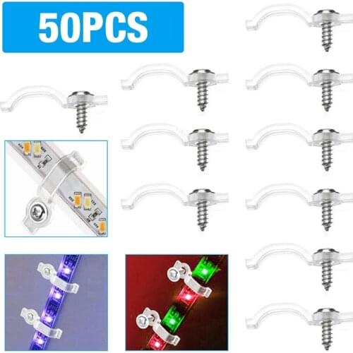 50pcs/bags Mounting Bracket 10mm Fixing Clip Connector For 3528 5050 5630 IP67 IP68 LED Tube Tape Light Strip Clips With Screws
