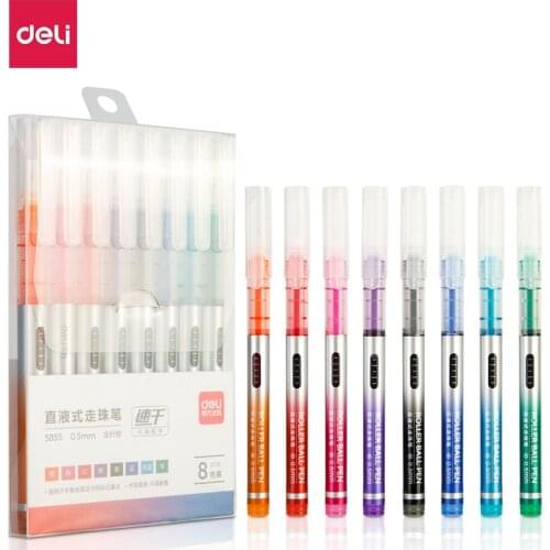 8 pcs/pack 0.5mm Direct Liquid Quick Dry Extra Fine Gel Pen Signature Neutral Pen School Office Supply Promotional Gift