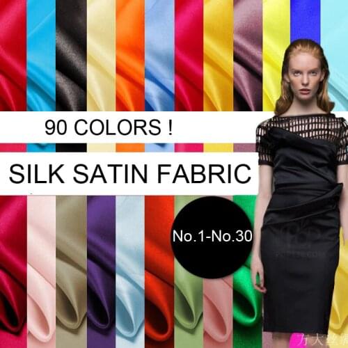 90Colors! 108CM Wide 16MM Thin Stretch Solid Color Silk Satin Fabric for Summer Dress Shirt Suit Pants Pajamas No.1-30 F003