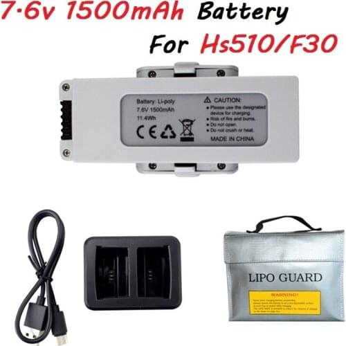 7.6V Rechargeable Battery For Hs510 F30 Drone 7.6v 1500mAh lipo battery with Bag/Charger RC Quadcopter Spare Parts Accessories