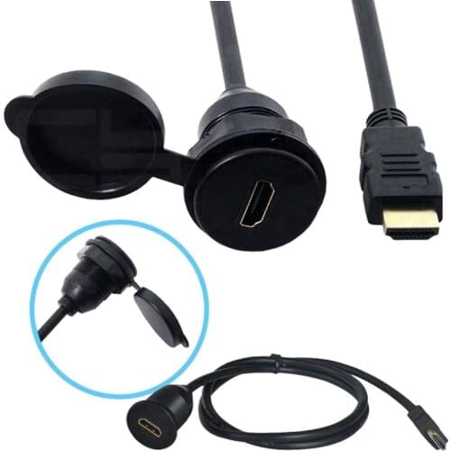 HDMI- compatible Car Mount Male to Female Extension Cable Truck Boat Motocycle Dashbaord Flush Mount With Mounting Panel