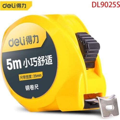 Deli DL9025S Specification: 5mx25mm Steel Tape Measuring Tool ABS Material Drop Proof Housing Tape Made Of Carbon Steel
