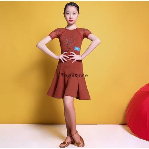Kids dresses for girls latin dance dress party girl vestido flecos 95-155cm height