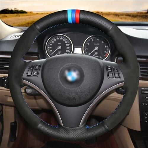 DIY Anti-Slip Wear-Resistant Steering Wheel Cover For BMW E90 E91 E92 E93 E87 E81 E82 E88 X1 E84 Car Interior Decoration