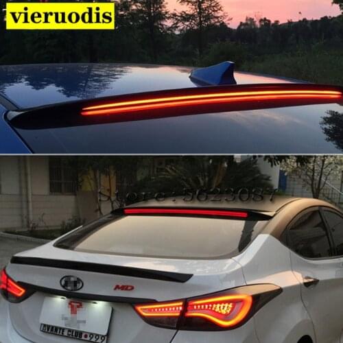 For hyundai elantra 2011-2015 with LED light ABS Plastic Unpainted Color Rear Roof Spoiler Wing Trunk Lip Boot Cover Car Styling