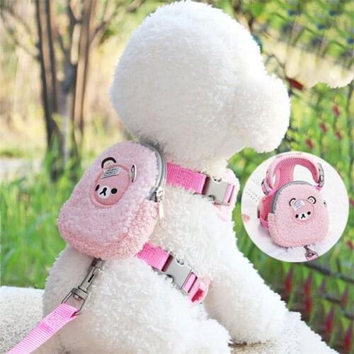 Pet Dog Breathable Chest Strap Small Medium Dogs Clothes Harness Vest With Snack Bag Puppy Cat Leash Pet Clothes Pet Supplies