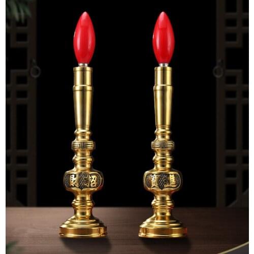 Pure copper electric candle lamp candlelight candlelight stand for god of wealth worship God earth for Buddha Buddha