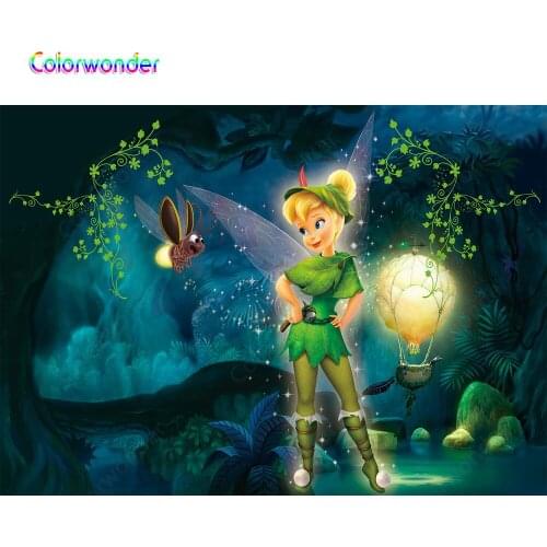 Colorwonder Photography Background Flower Fairy Rosetta 7x5ft Firefly Hot Air Balloon Magic Forest Seamless Backdrop for Kids