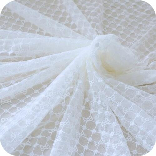 Bow embroidery lace fabric,DIY Handmade cloth,tissus patchwork,130cm*100cm/pcs