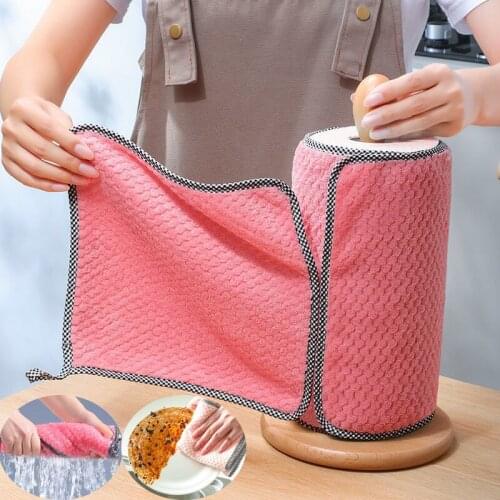 25CM Kitchen Daily Dish Towel Absorbent Scouring Pad Dish Cloth Kitchen Rag Non-stick Oil Thickened Table Cleaning Cloth