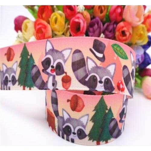 1" 25MM 5 yards Cute Animals Printed Grosgrain Ribbon For DIY HairBows Handmade Materials MD19030802
