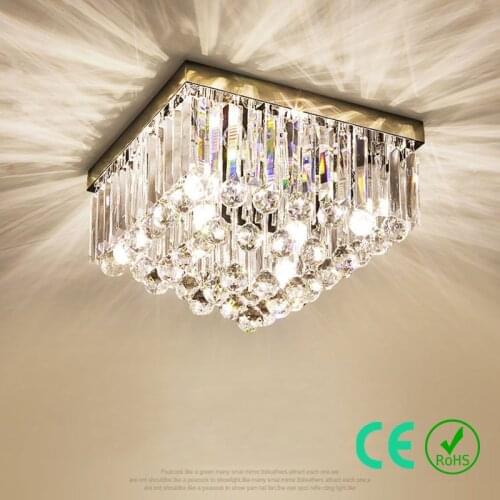 Chandelier light E14 95-245v Metal K9 crystal Big Square Modern Simple Bedroom Light Hotel CE ROSH Custom Designed