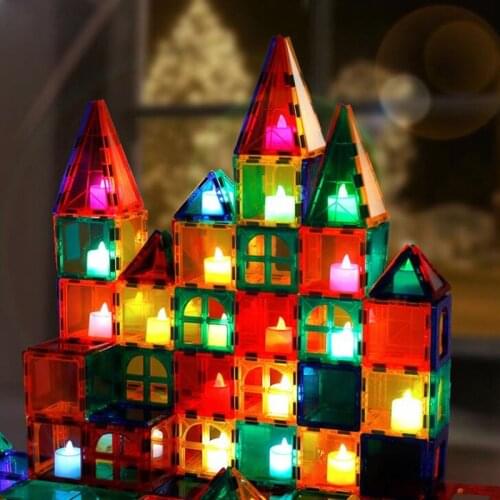 38-53PCS Transparente Magnetic Tiles Magnetic Constructor Technic Building Block Girls Toys Enlighten Toy For Children gift