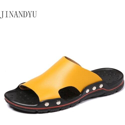Size 48 Slipper Men Genuine Leather Slippers for Men Sandals New Lightweight Mens Slippers Outdoor Man Summer Slippers Brand