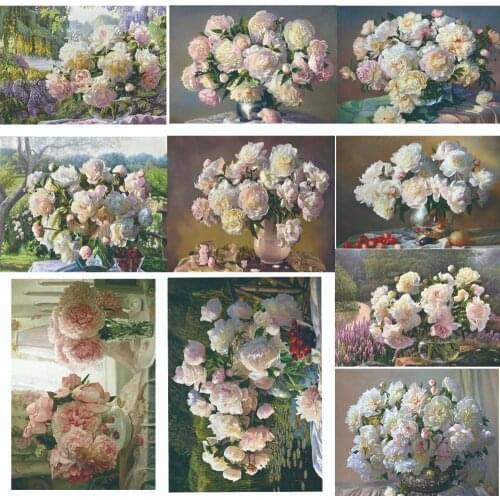Beautiful Flowers In Vase DIY 11CT Cross Stitch Embroidery Kits Needlework Craft Set Cotton Thread Printed Canvas Home Room
