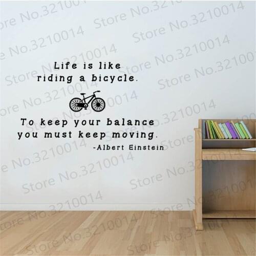 Life Is Like Riding A Bicycle Quote Wall Stickers Bike Wall Art Decal Sticker Mural Home Decoration Living Room PW846