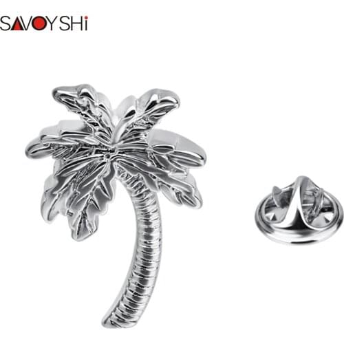 New Arrival Silver color Coconut palms Pins Brooch Jewelry Gift Badge for Mens Brooches Collar Party Engagement Brand Jewelry
