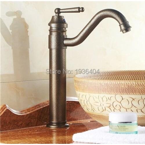 Newly Ancient Roman Bronze Bathroom Mixer Taps Deck Mounted Single Hole Kitchen Faucets RB1016