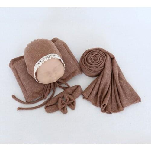 P&W New Color Dot Wrap + Pillow + Hat + Hair Band Newborn Four-piece Set For Shooting Props