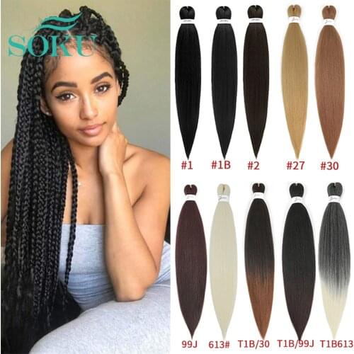 Pre-streched Straight Braids Box Bundles Synthetic Braid Crochet Twist Braids SOKU Long Black Brown Braiding Hair Extensions