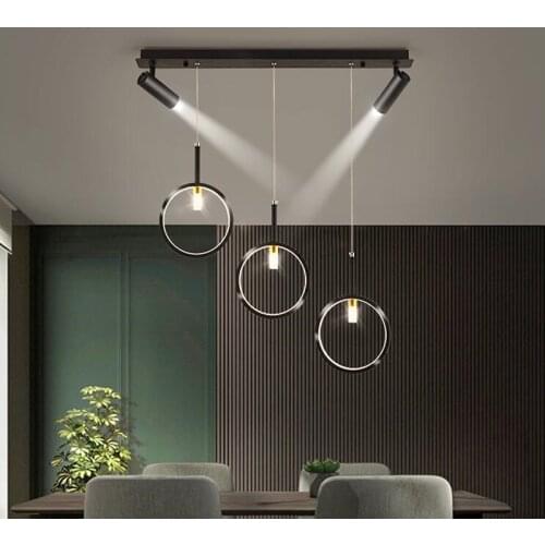 Modern Home Led Pendant Lamp with Spotlight Black Ceiling Hanging Lights For Kitchen Lsland Dining Living Room Indoor Lighting