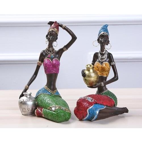 Africa Resin Statue Folk Art African Girls Home Decor Statues Resin Figurine Home Decoration Love Africa Women Figurine