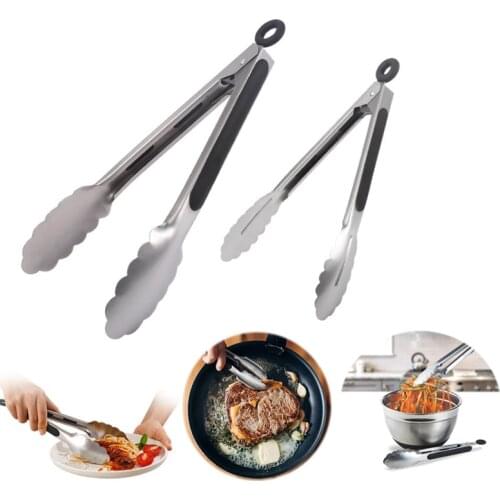 Teyaao BBQ Grilling Tong Salad Serving Food Tong Stainless Steel Metal Kitchen Tongs Barbecue Cooking Locking Tong