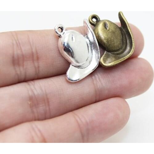 20pcs--22x13mm Antique Silver Bronze Tone Cowboy Hat Charms pendant for diy jewelry