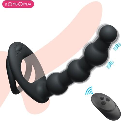 10 Frequency Double Penetration Anal Plug Dildo Butt Plug Vibrator For Men Strap On Penis Vagina Plug Adult Sex Toys For Couples