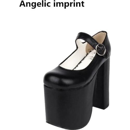 Angelic imprint woman mori girl lolita cosplay shoes lady super high heels pumps women princess dress party platform shoes 15cm