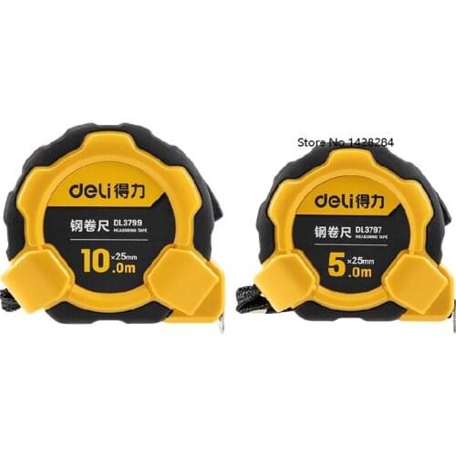 Deli 5M 10M Metric British System Auto Lock Measurement Tape Tape Measure Retractable Measure Ruler