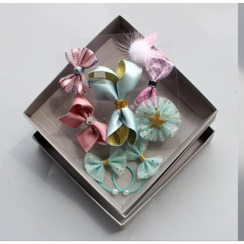 Baby jewelry girl pink blue series children hair accessories cute all-inclusive hairpin hairline set fashion Christmas gift box