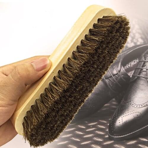 Long cleaning brush Portable Wooden Horse Hair Bristle Handle Polish Leather Cloth Sofa Cleaning ok