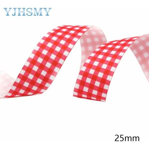 Geometric Lattice Thermal Transfer Printed Grosgrain Ribbons 25MM 10Yards Bow-Knot Cap Accessories And Decorations L-201203-1427