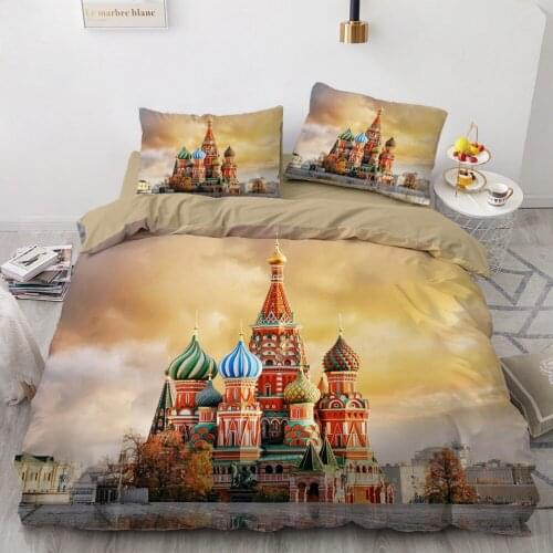 3D Cartoon Castle City Design Bedding Sets Soft Comforter Quilt Cover Duvet Set Scenery Home Textile Accept Dropshipping
