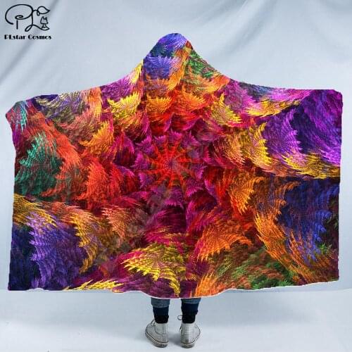 Cool Psychedelic Graffiti Character Hooded Blanket Adult colorful child Sherpa Fleece Wearable Blanket Microfiber Bedding c-016