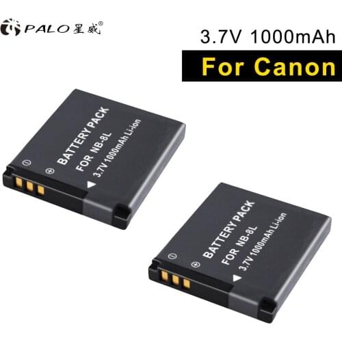 PALO camera battery 2pcs new NB-8L in digital batteries 3.7v 1000mAh for Canon PowerShot A3300 A3200 A3100 A3000 A2200 A1200 IS