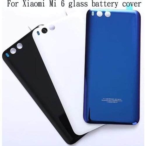 New Battery Cover For xiaomi Mi6 Tempered Glass Rear Case For Xiaomi 6 Mi 6 Mi6 M6 Housing Replacement Parts with logo
