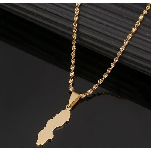 Stainless Steel Gold Color Konungariket Sverige Map Pendant Necklaces Sweden Country Maps Swedish Jewelry Gifts
