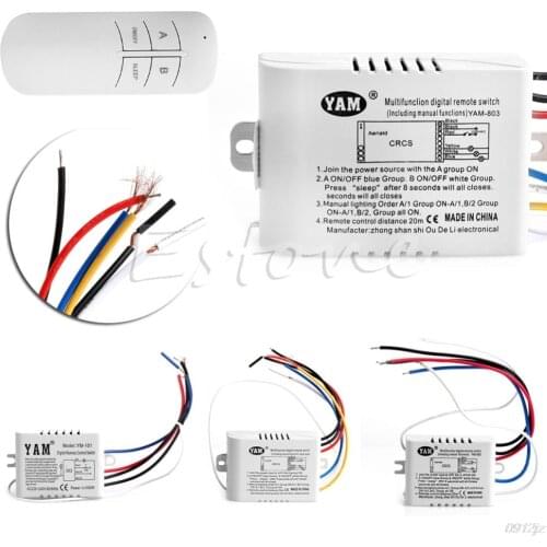 220V 1/2/3 Ways Wireless ON/OFF Lamp Remote Control Switch Receiver Transmitter C90A New Drop ship
